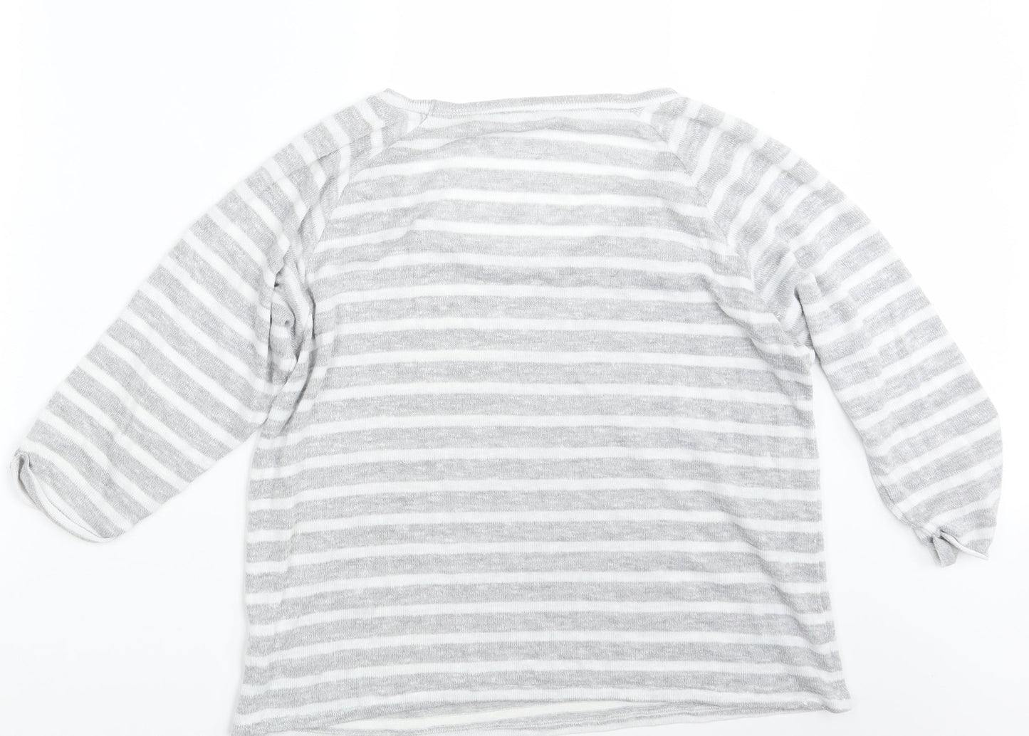 TU Womens Grey Striped  Pullover Sweatshirt Size 14