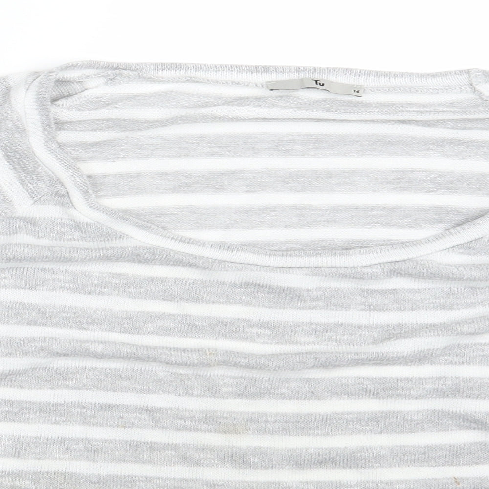 TU Womens Grey Striped  Pullover Sweatshirt Size 14
