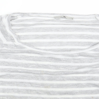 TU Womens Grey Striped  Pullover Sweatshirt Size 14