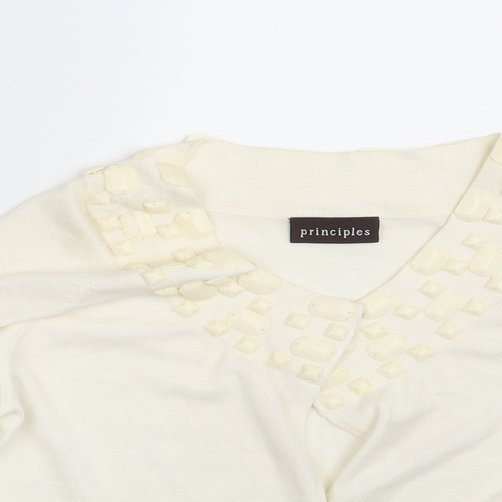 Womens UK Size 12 Principles Ivory Cardigan Jumper