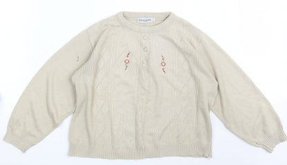 Merry Gold Womens Beige Floral  Pullover Sweatshirt Size S