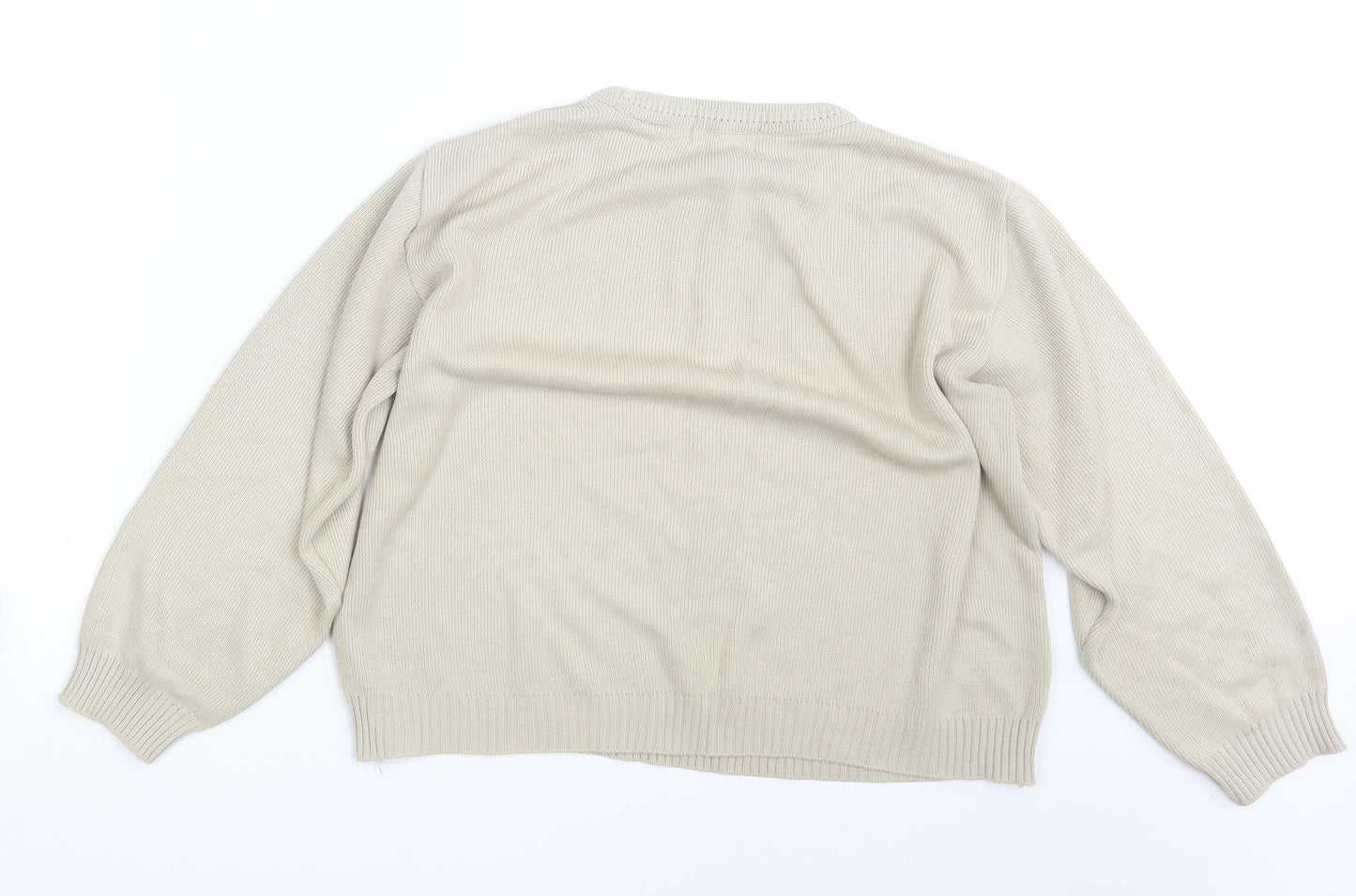 Merry Gold Womens Beige Floral  Pullover Sweatshirt Size S