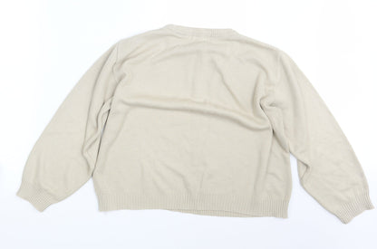 Merry Gold Womens Beige Floral  Pullover Sweatshirt Size S