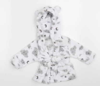 Studio Girls White Solid  Babydoll Robe Size 6-9 Months  - EMMIE