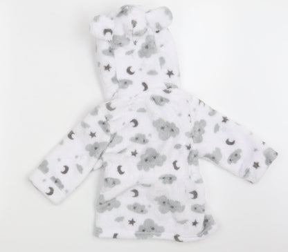 Studio Girls White Solid  Babydoll Robe Size 6-9 Months  - EMMIE