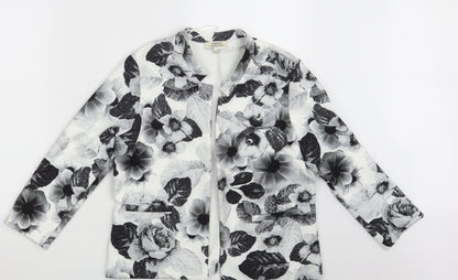 Papaya Womens White Floral  Jacket Blazer Size 12