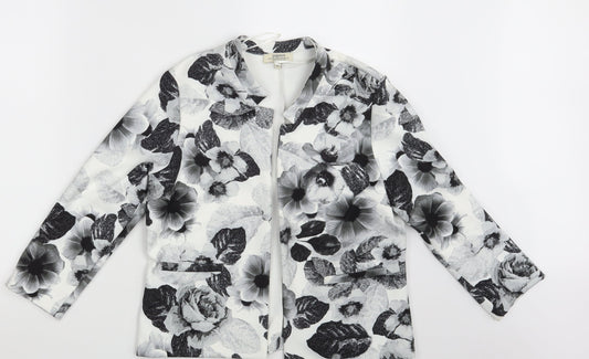 Papaya Womens White Floral  Jacket Blazer Size 12