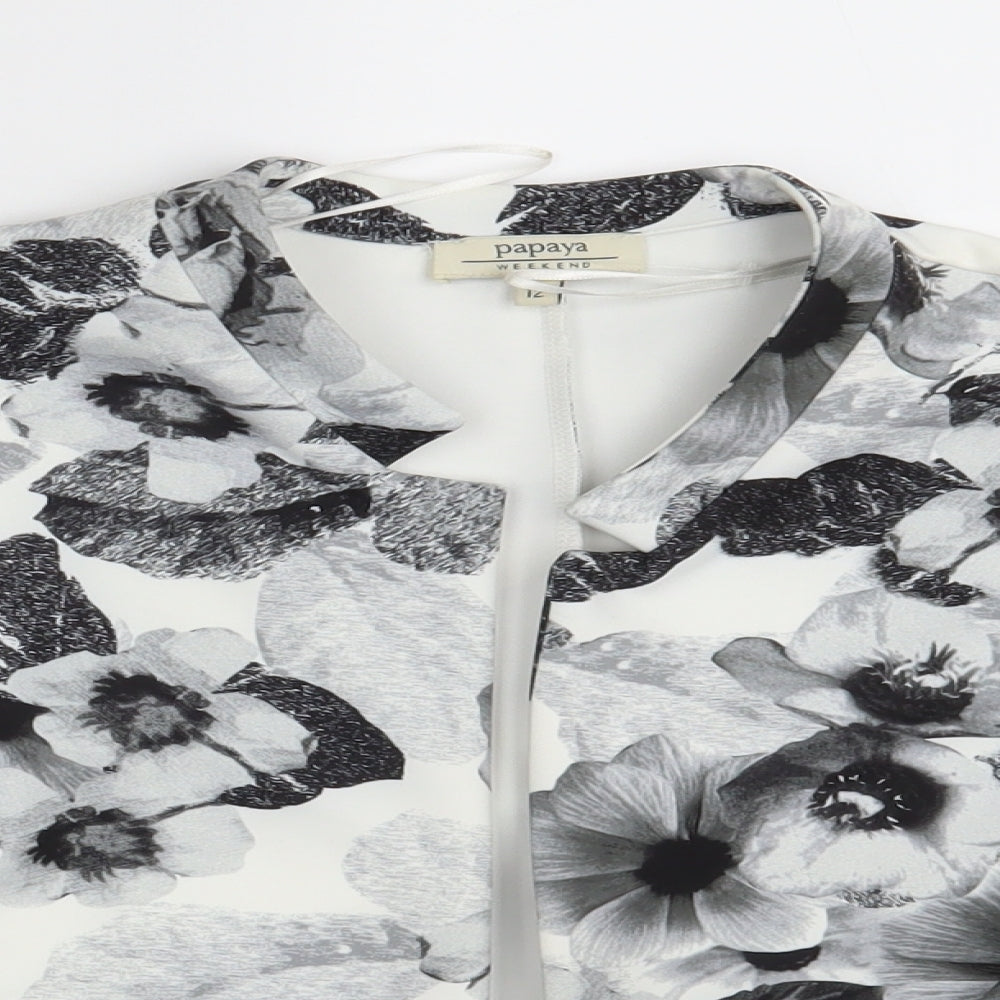 Papaya Womens White Floral  Jacket Blazer Size 12