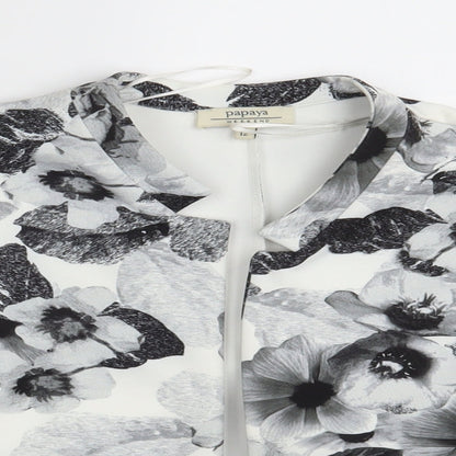 Papaya Womens White Floral  Jacket Blazer Size 12