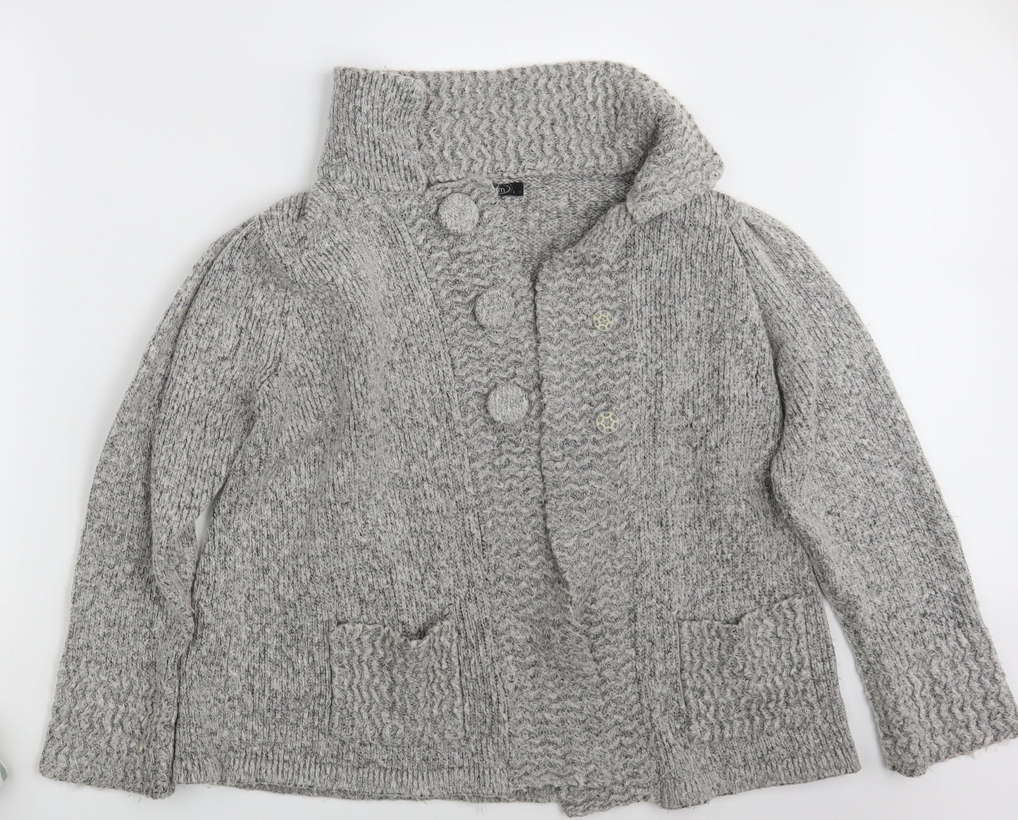 Womens UK Size L BM Grey Cardigan Jumper