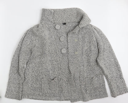 Womens UK Size L BM Grey Cardigan Jumper