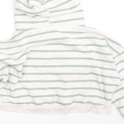 Primark Womens White Striped  Pullover Hoodie Size 12