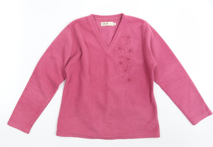 EWM Womens Pink Floral  Pullover Jumper Size 14