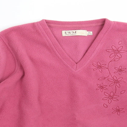 EWM Womens Pink Floral  Pullover Jumper Size 14