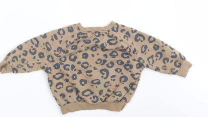 George Girls Brown Animal Print  Pullover Jumper Size 2-3 Years