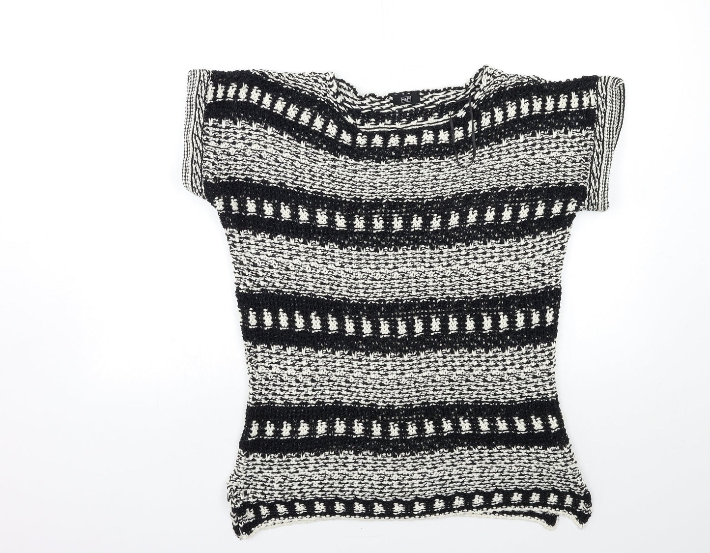 F&F Womens Black Striped Knit Pullover Jumper Size 14