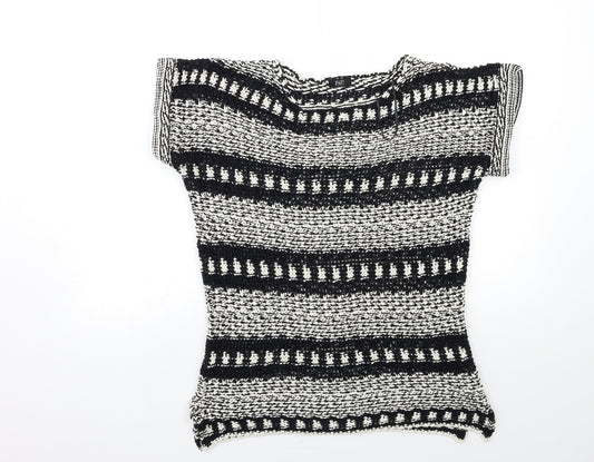 F&F Womens Black Striped Knit Pullover Jumper Size 14