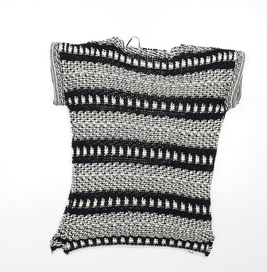 F&F Womens Black Striped Knit Pullover Jumper Size 14