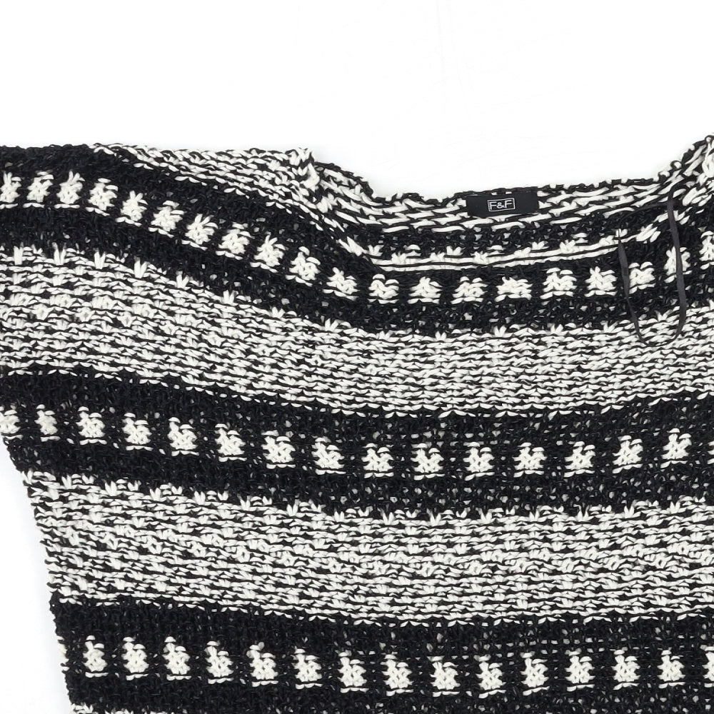 F&F Womens Black Striped Knit Pullover Jumper Size 14