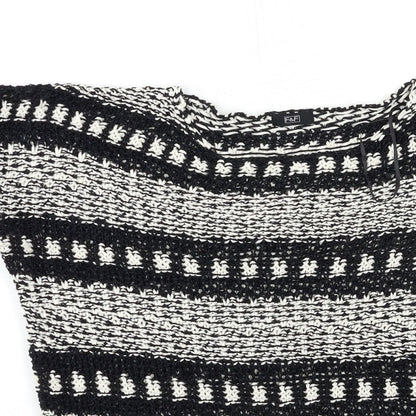 F&F Womens Black Striped Knit Pullover Jumper Size 14