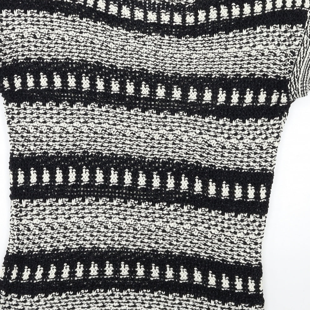 F&F Womens Black Striped Knit Pullover Jumper Size 14