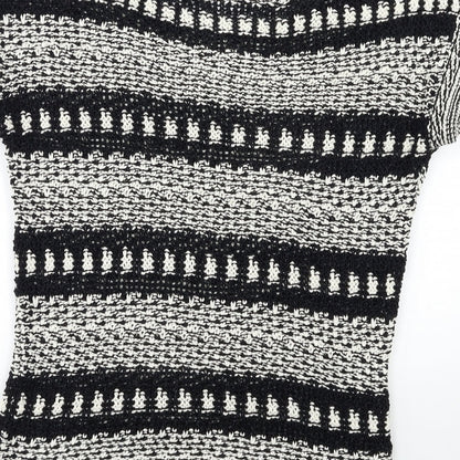 F&F Womens Black Striped Knit Pullover Jumper Size 14