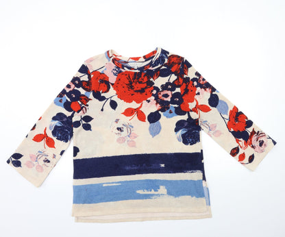 Nutmeg Womens Beige Floral Knit Pullover Jumper Size 10