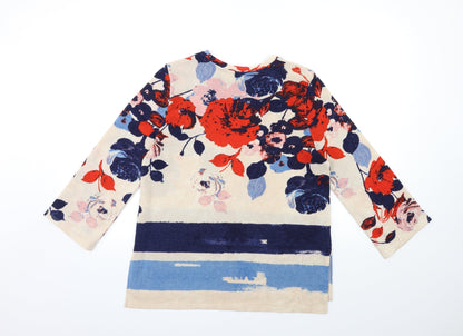 Nutmeg Womens Beige Floral Knit Pullover Jumper Size 10