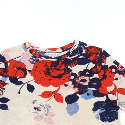 Nutmeg Womens Beige Floral Knit Pullover Jumper Size 10