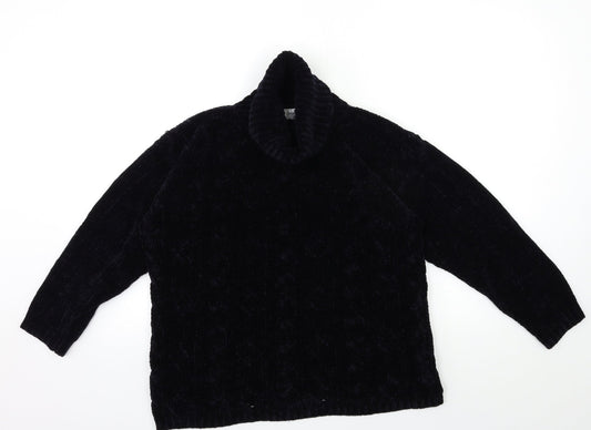 Design Essentials Womens Black  Knit Pullover Jumper Size S