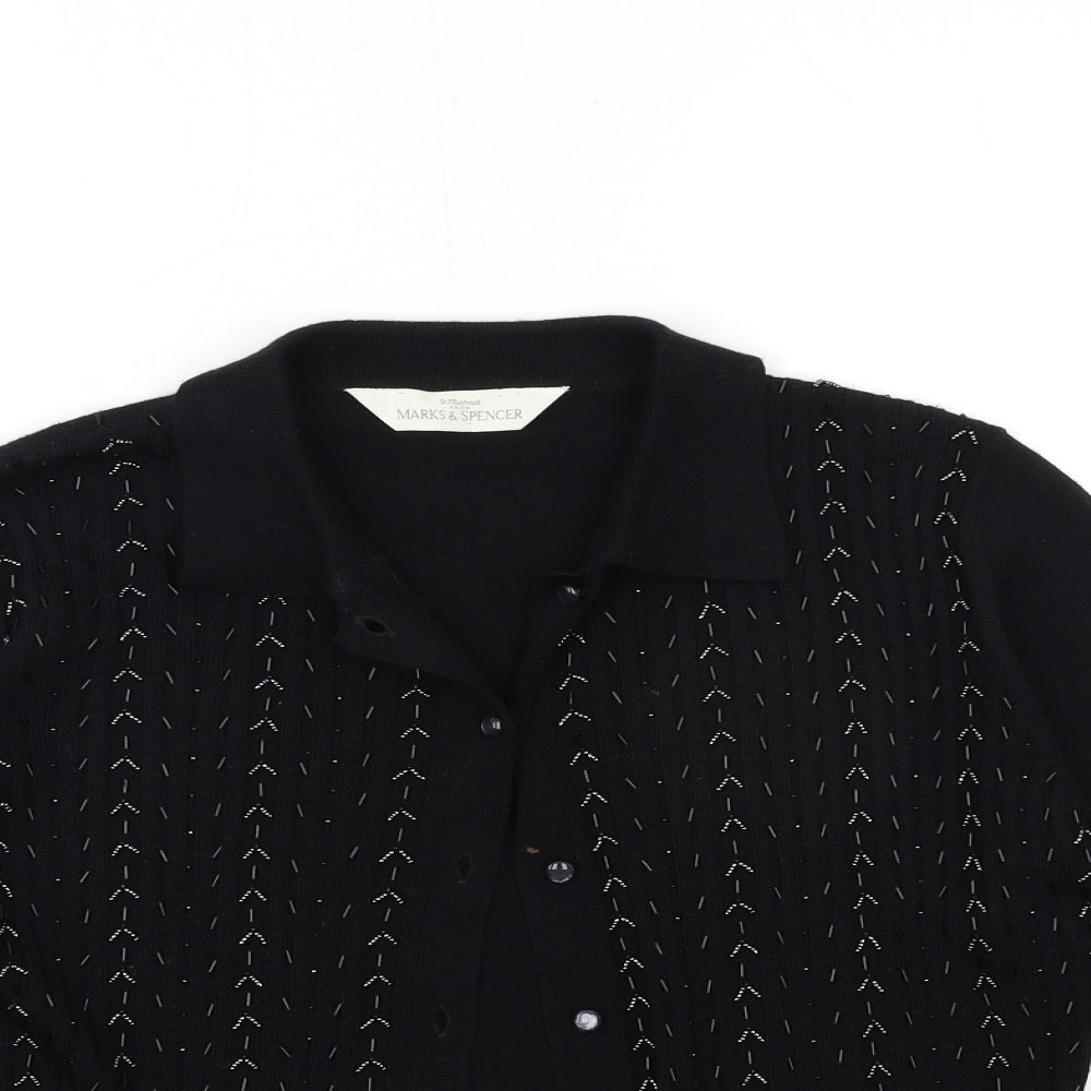 Womens UK Size 14 Marks and Spencer Black Cape Jumper