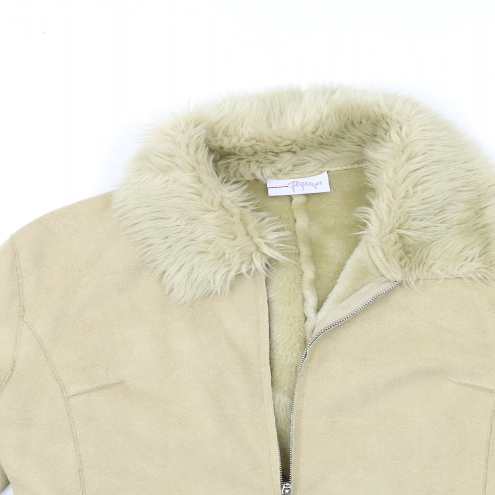 Papaya Womens Beige   Overcoat Coat Size 14