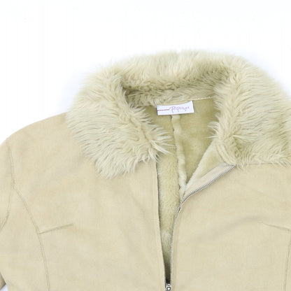 Papaya Womens Beige   Overcoat Coat Size 14