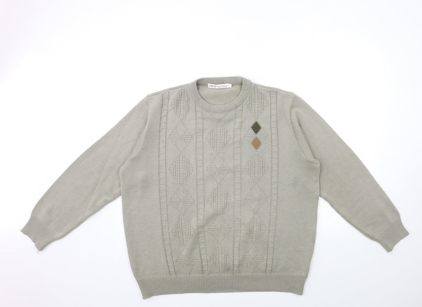 EWM Mens Grey  Knit Pullover Jumper Size L