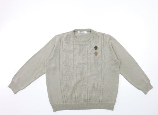 EWM Mens Grey  Knit Pullover Jumper Size L