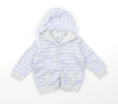 F&F Baby Blue Striped  Cardigan Jumper Size 9-12 Months