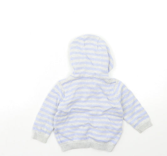 F&F Baby Blue Striped  Cardigan Jumper Size 9-12 Months