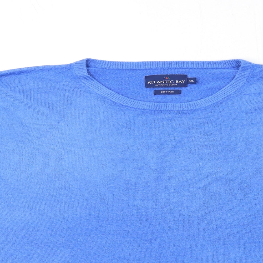 Atlantic Bay Mens Blue  Knit Pullover Jumper Size 2XL