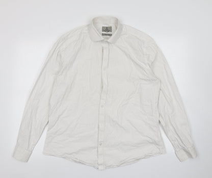 Taylor & Wright Mens White Polka Dot   Button-Up Size 16.5