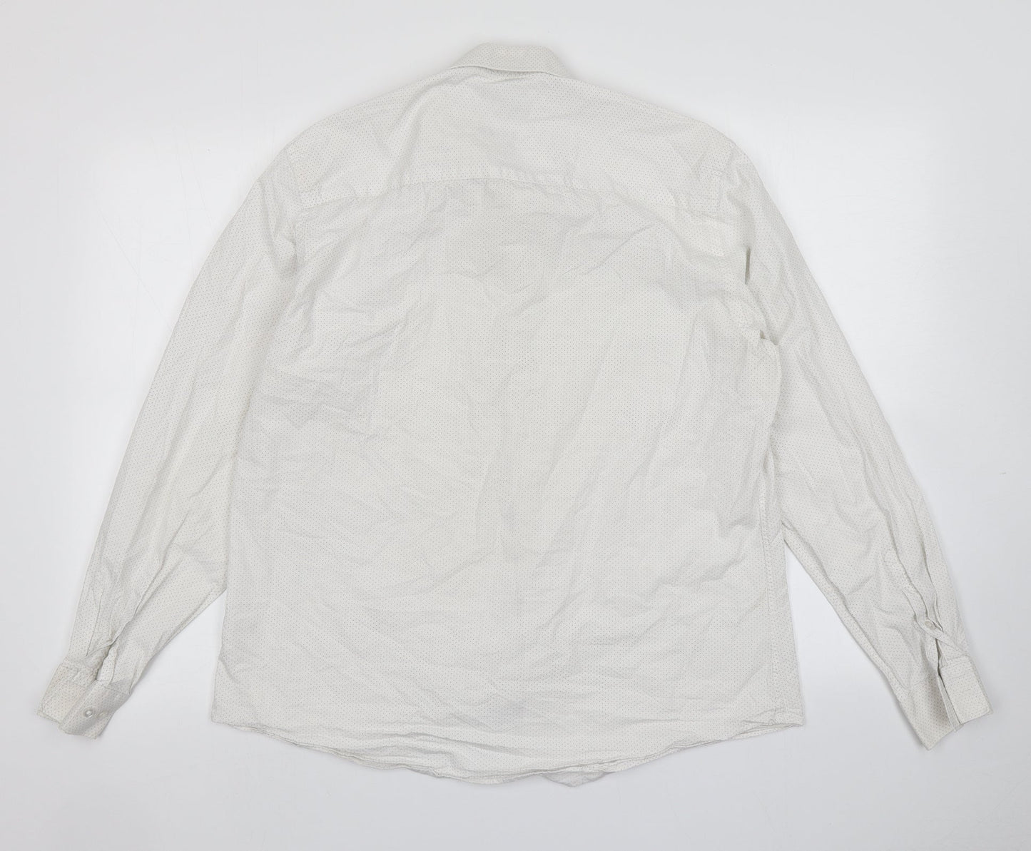 Taylor & Wright Mens White Polka Dot   Button-Up Size 16.5