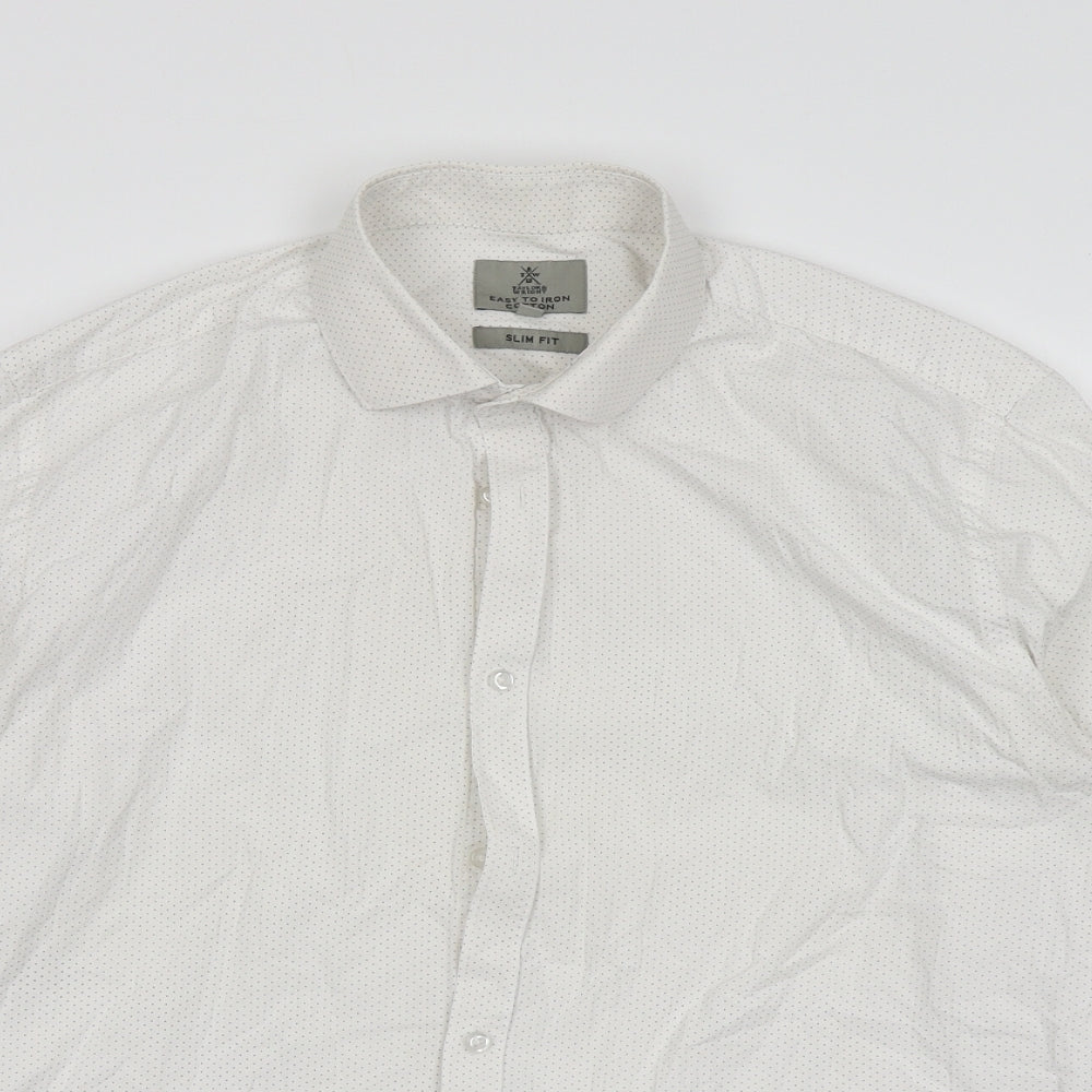 Taylor & Wright Mens White Polka Dot   Button-Up Size 16.5