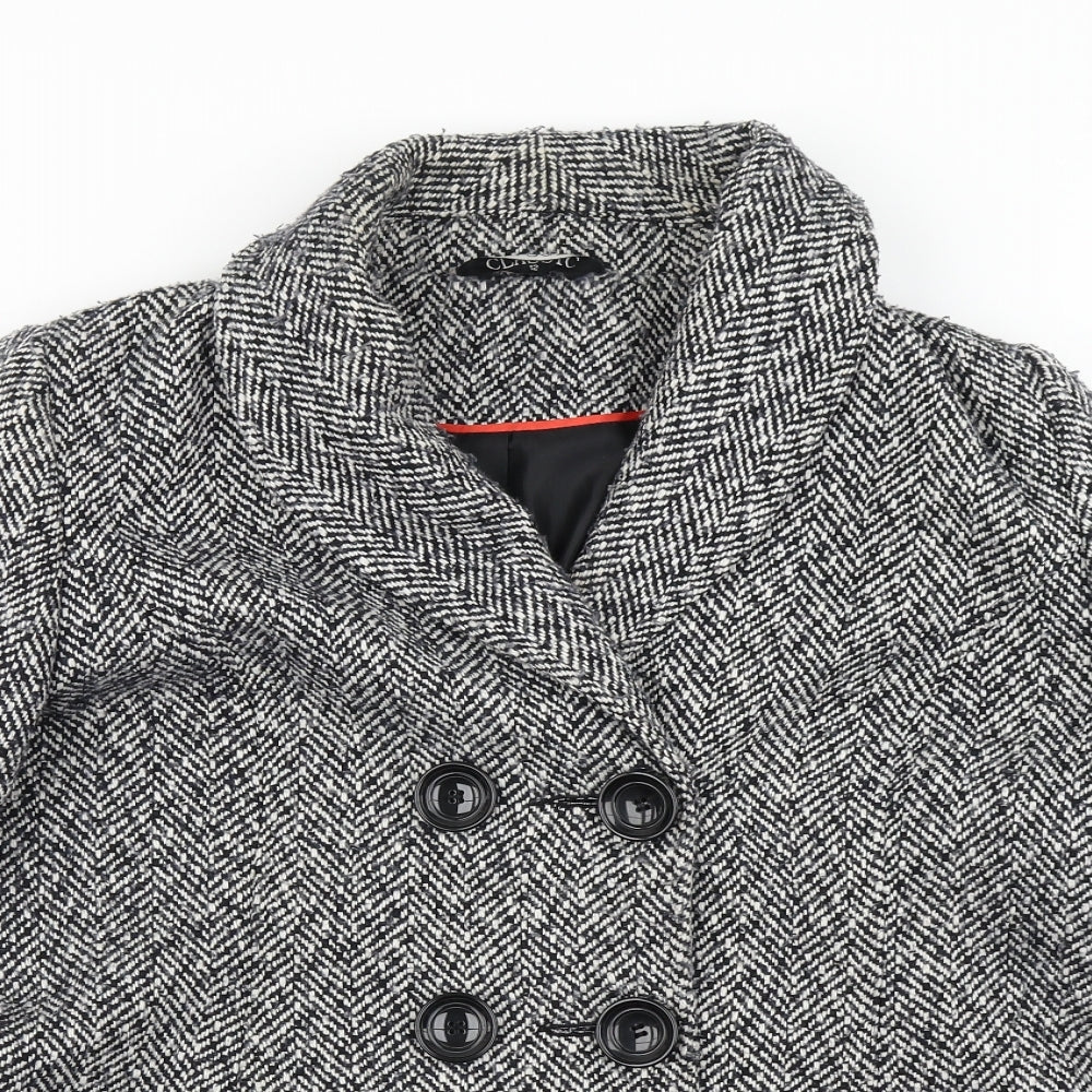 Womens UK Size 12 Classic Grey Overcoat