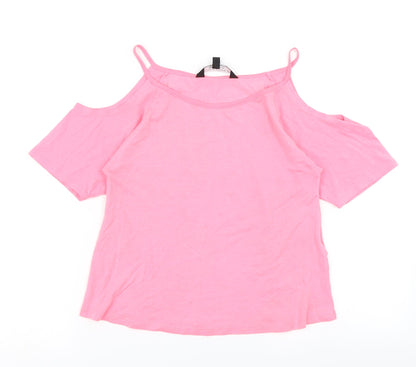915 Generation Girls Pink   Basic T-Shirt Size 10-11 Years  - Cold shoulder