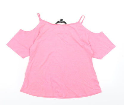 915 Generation Girls Pink   Basic T-Shirt Size 10-11 Years  - Cold shoulder