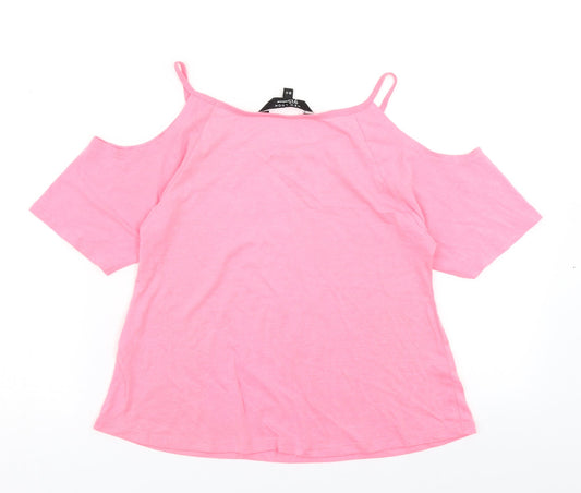 915 Generation Girls Pink   Basic T-Shirt Size 10-11 Years  - Cold shoulder