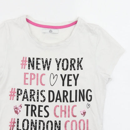 M&S Girls White   Basic T-Shirt Size 8-9 Years