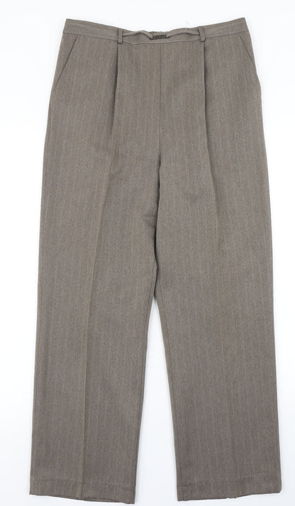Womens UK Size 12 BM Regular Fit Dress Pants Brown Trousers