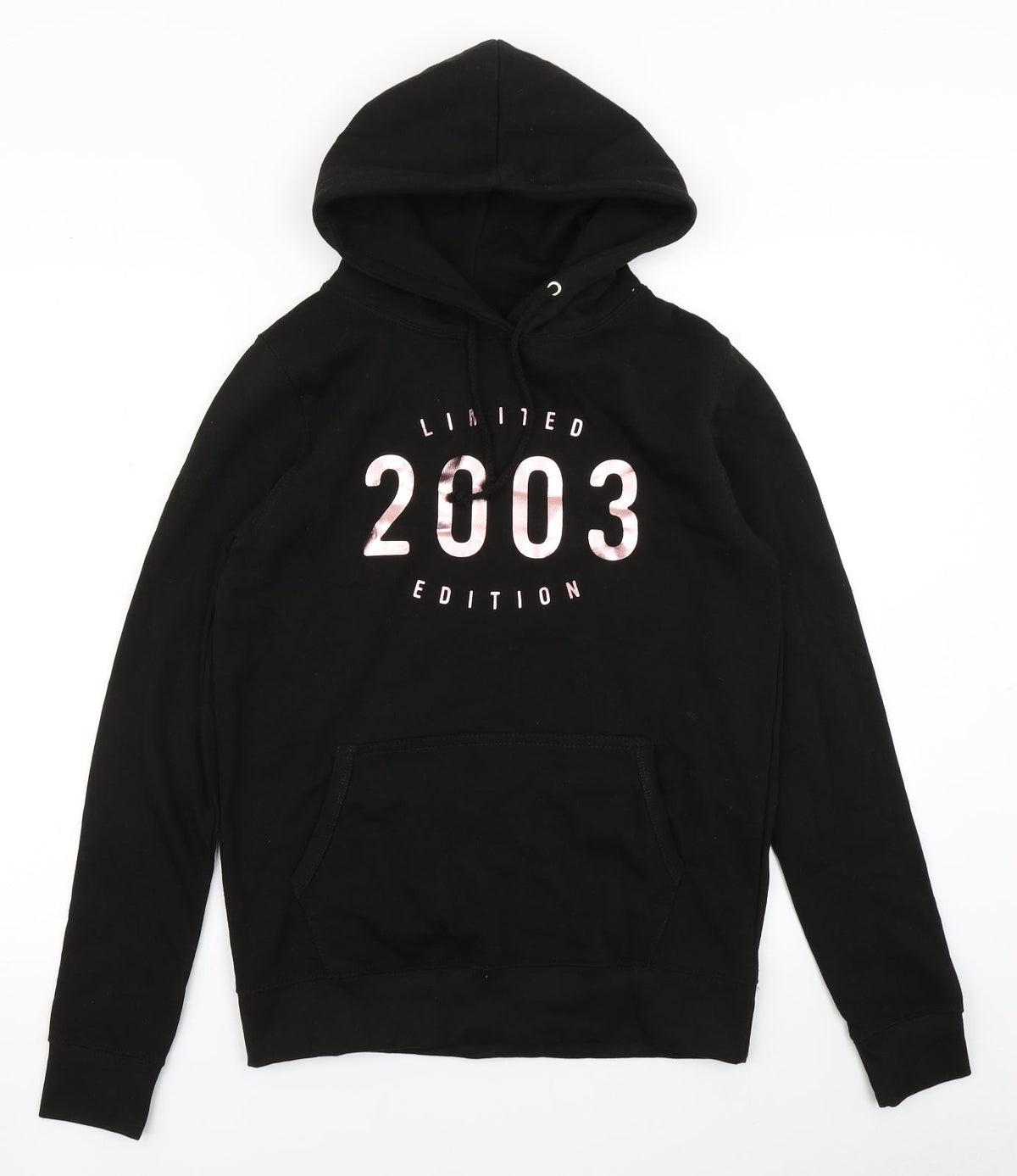 Additional front view of Justhoods women’s black pullover hoodie, size S