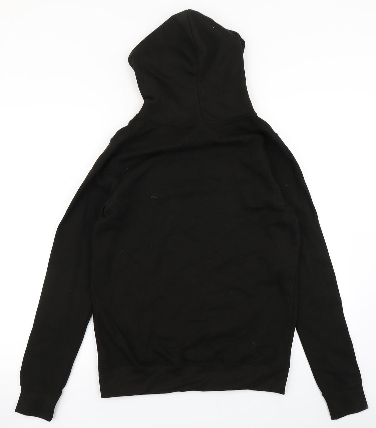 Back view of Justhoods women’s black pullover hoodie, size S