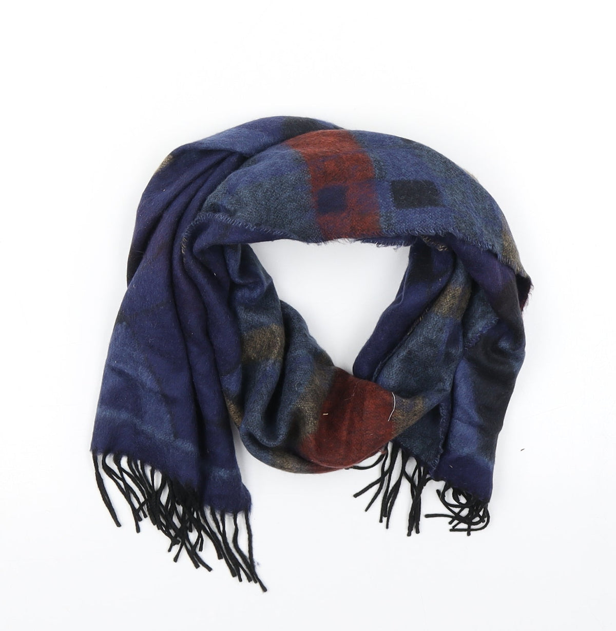 Preworn Womens Blue Geometric   Scarf